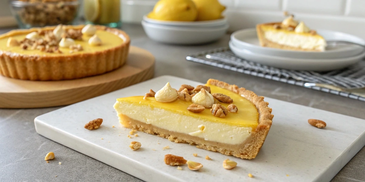 Lemon and Peanut Tart with Vanilla Mousse