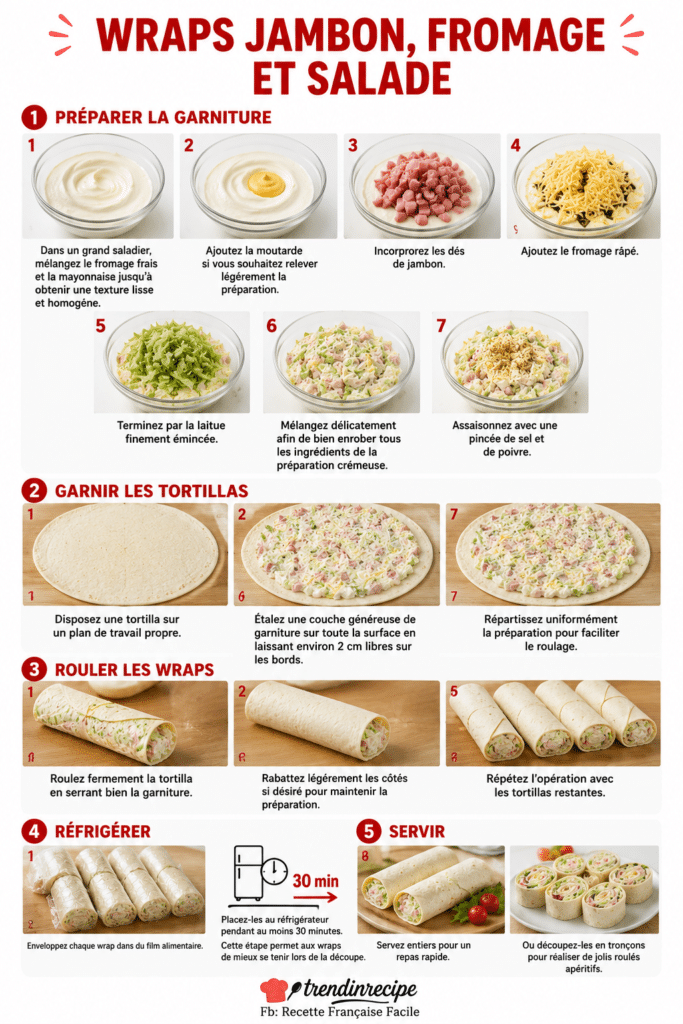 Wraps Roulés Jambon, Fromage et Laitue