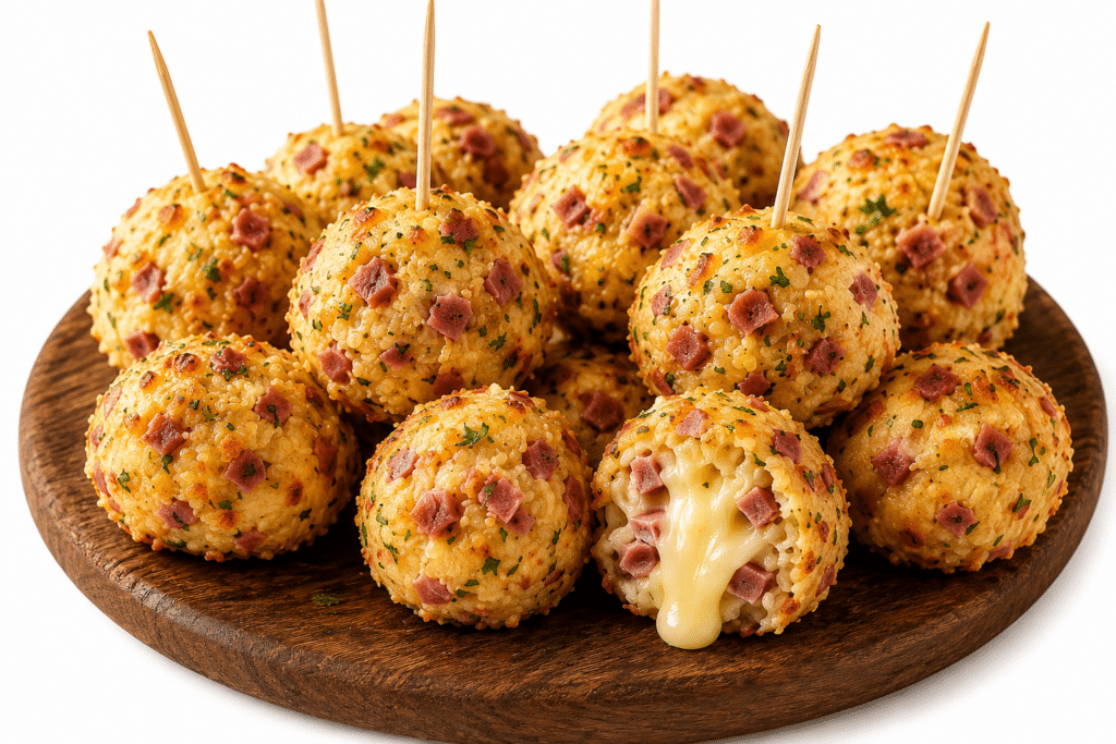 Home 1 Boulettes de pommes de terre au jambon, mozzarella et herbes