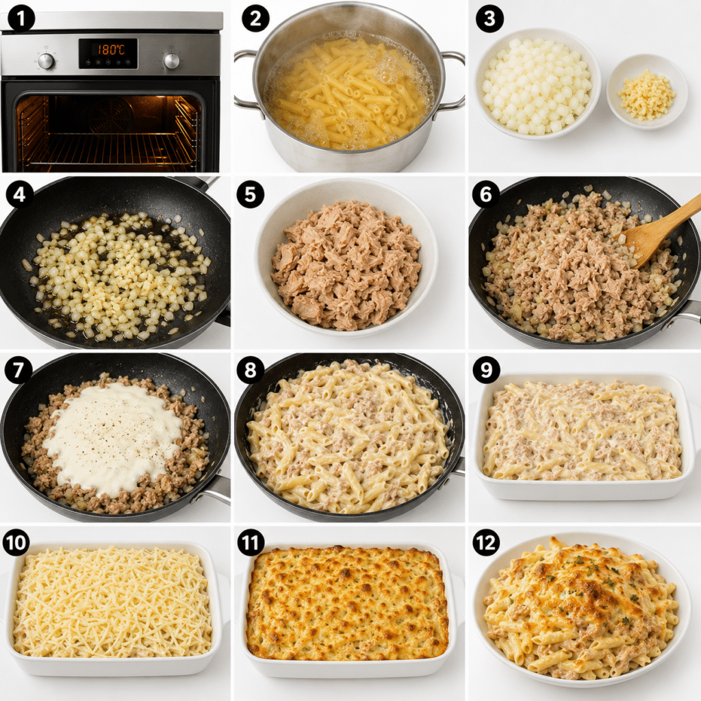 Gratin de pâtes au thon et fromage : la recette ultra réconfortante et ultra simple qui plaît à toute la famille 3 Gratin de pâtes au thon et fromage