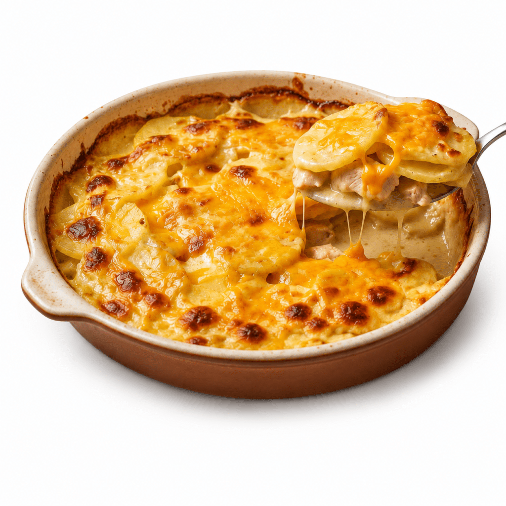 Home 15 Gratin de pommes de terre au poulet et cheddar
