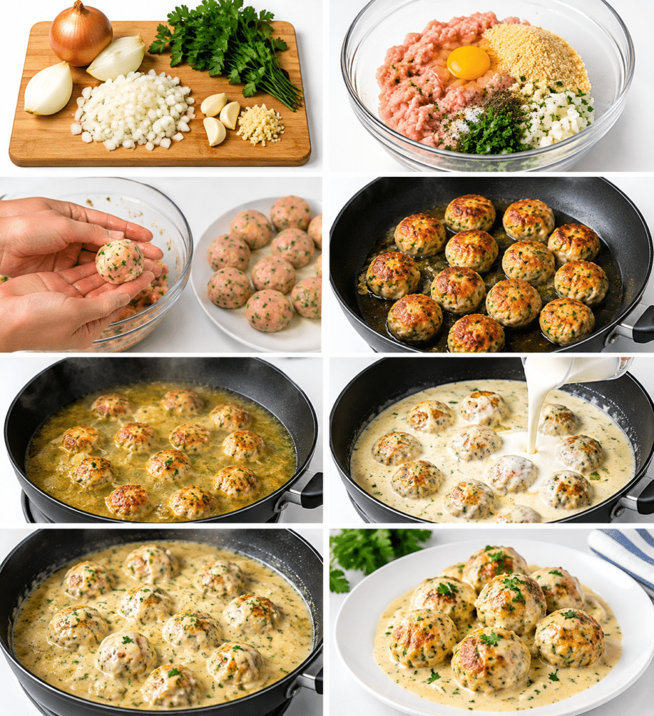 BOULETTES DE POULET SAUCE CRÈME