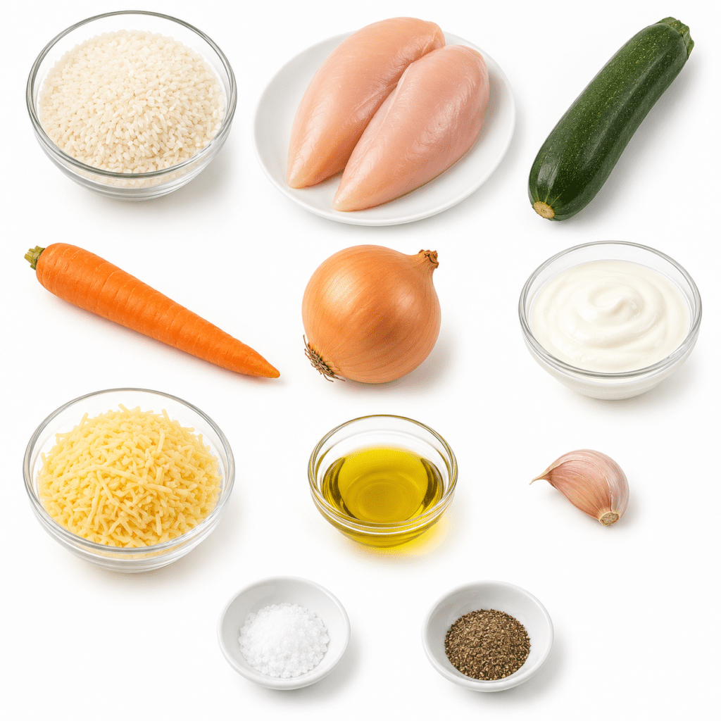 Gratin de riz au poulet et légumes