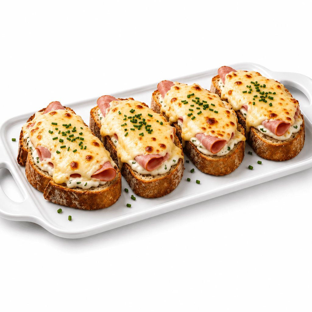 Home 13 TARTINES GRATINÉES AU JAMBON & À LA CRÈME FRAÎCHE