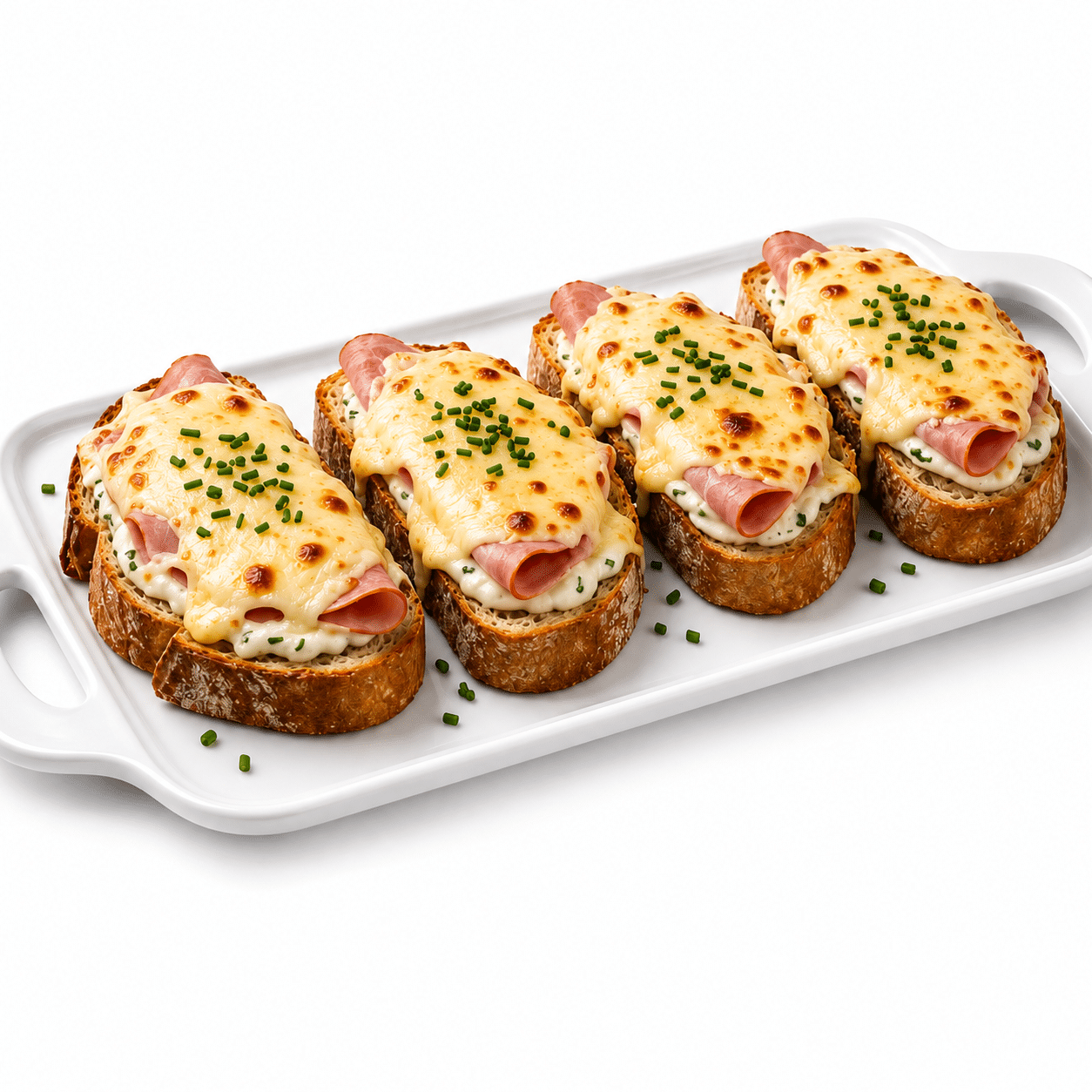 TARTINES GRATINÉES AU JAMBON & À LA CRÈME FRAÎCHE