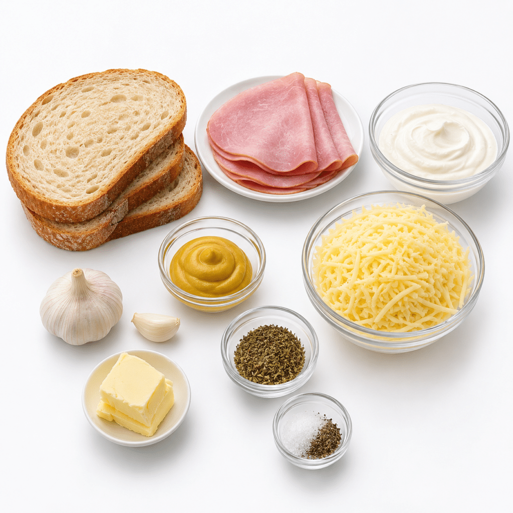 TARTINES GRATINÉES AU JAMBON & À LA CRÈME FRAÎCHE