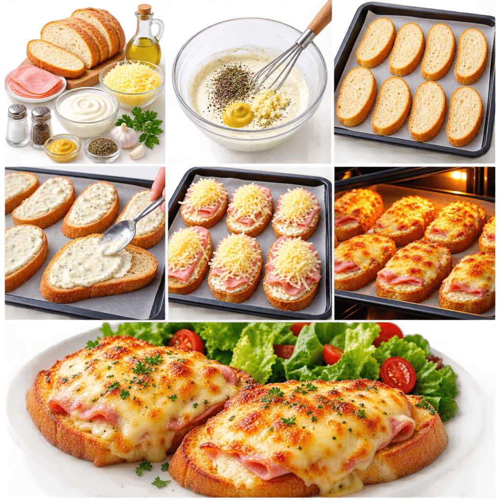 TARTINES GRATINÉES AU JAMBON & À LA CRÈME FRAÎCHE