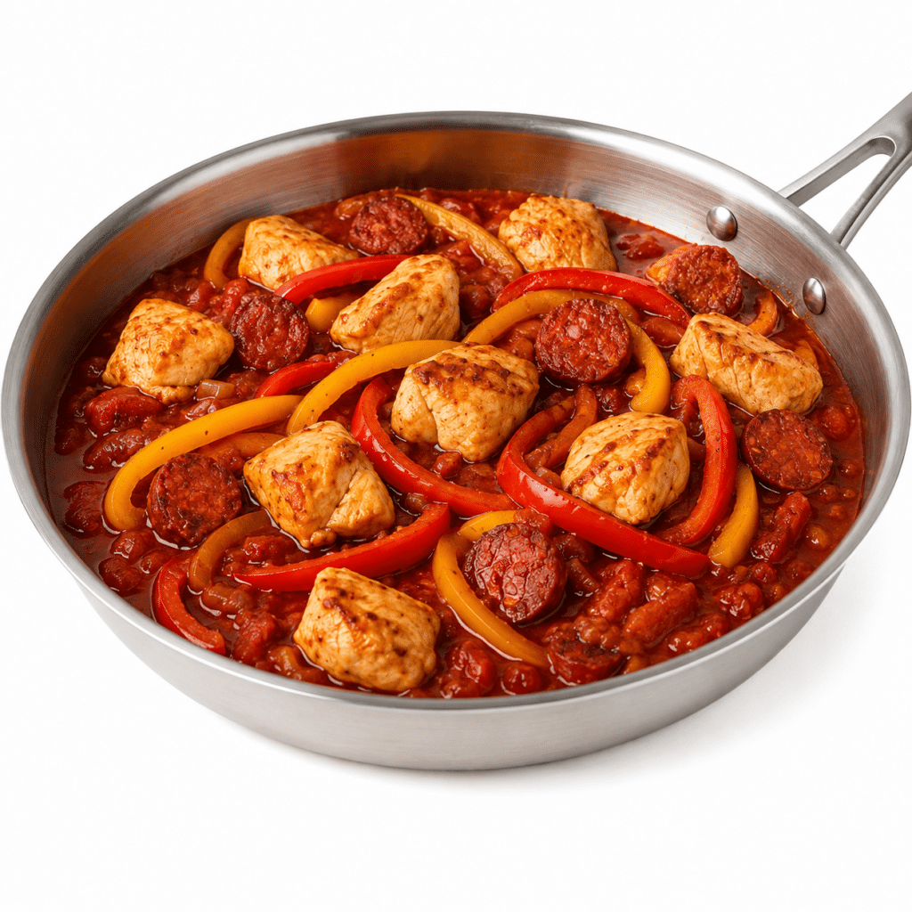 Home 12 POULET SAUTÉ AUX POIVRONS & CHORIZO