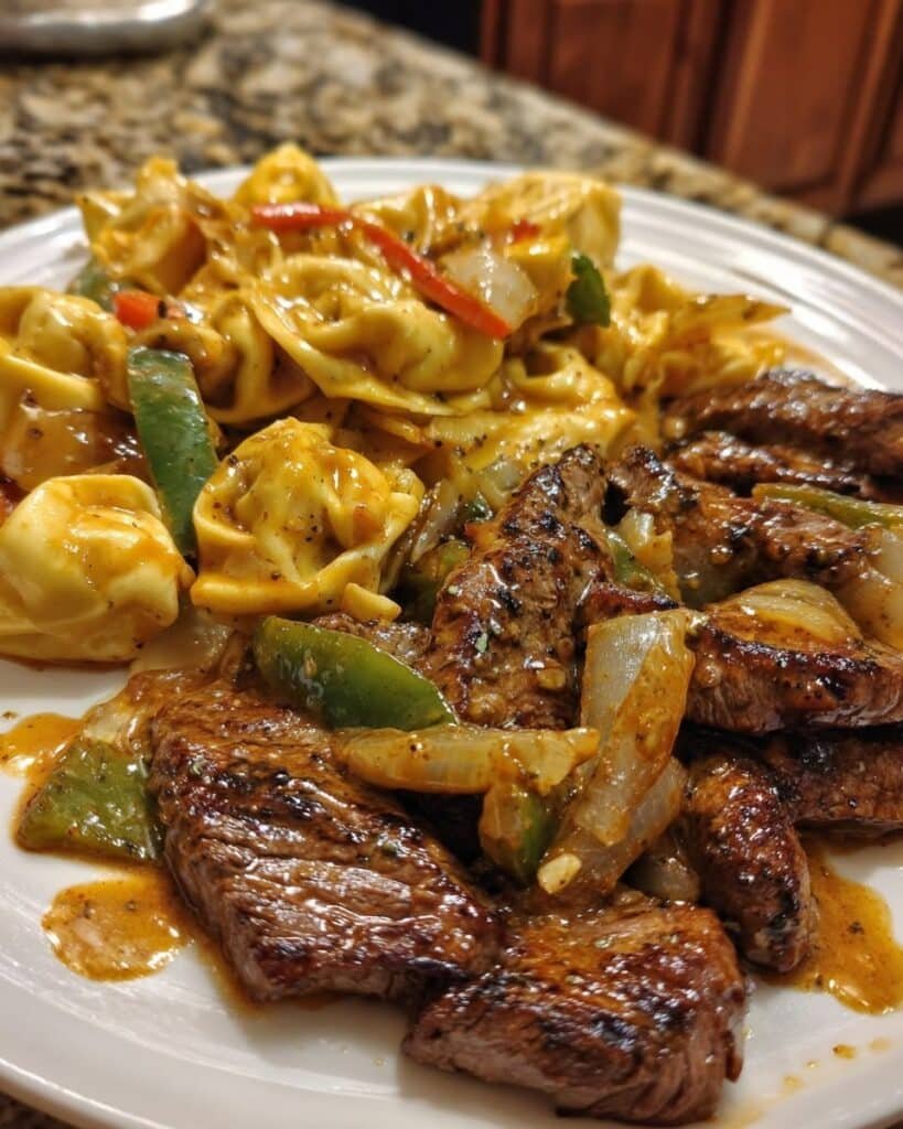Home 11 Steak Tortellini Recipe with Creamy Provolone Garlic Sauce