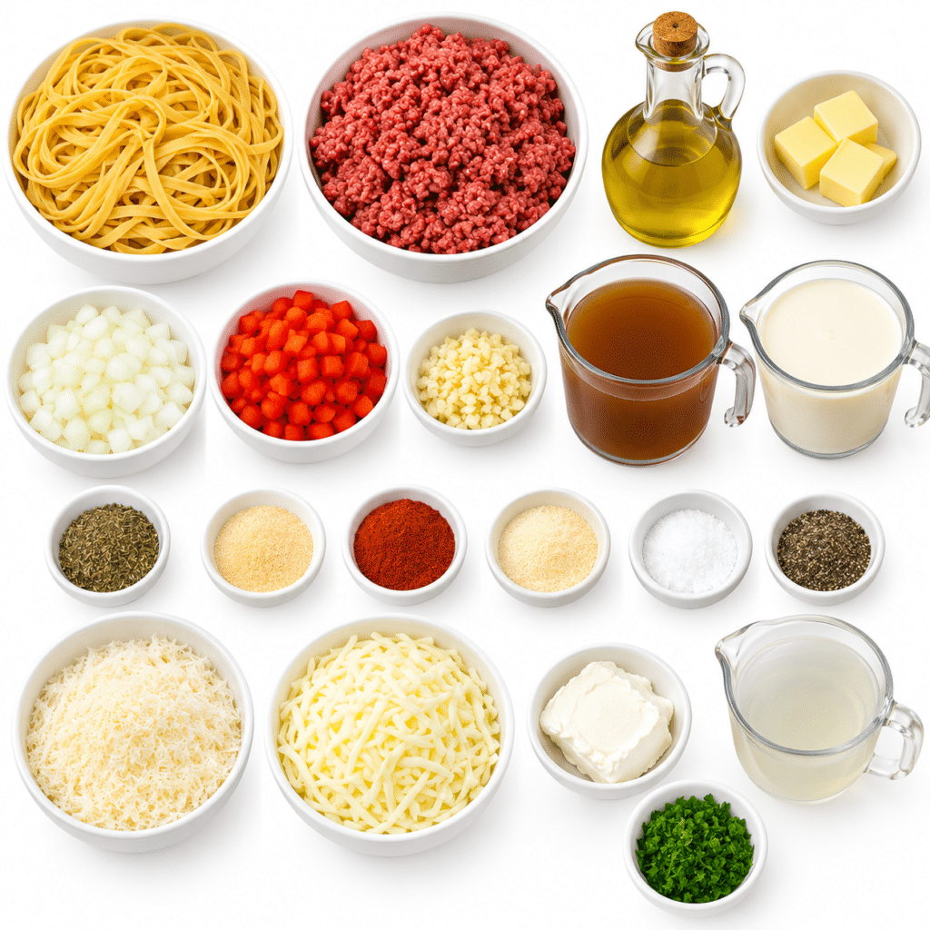 Garlic Butter Beef Linguine with Italian Seasoning and Creamy Cheese Sauce