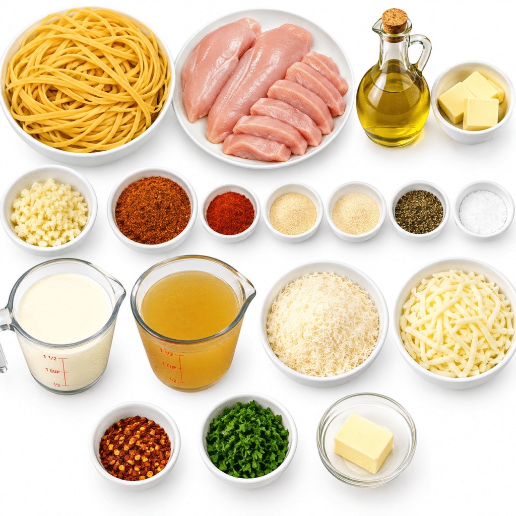 Garlic Chicken Linguine with Creamy Parmesan Cheese Sauce