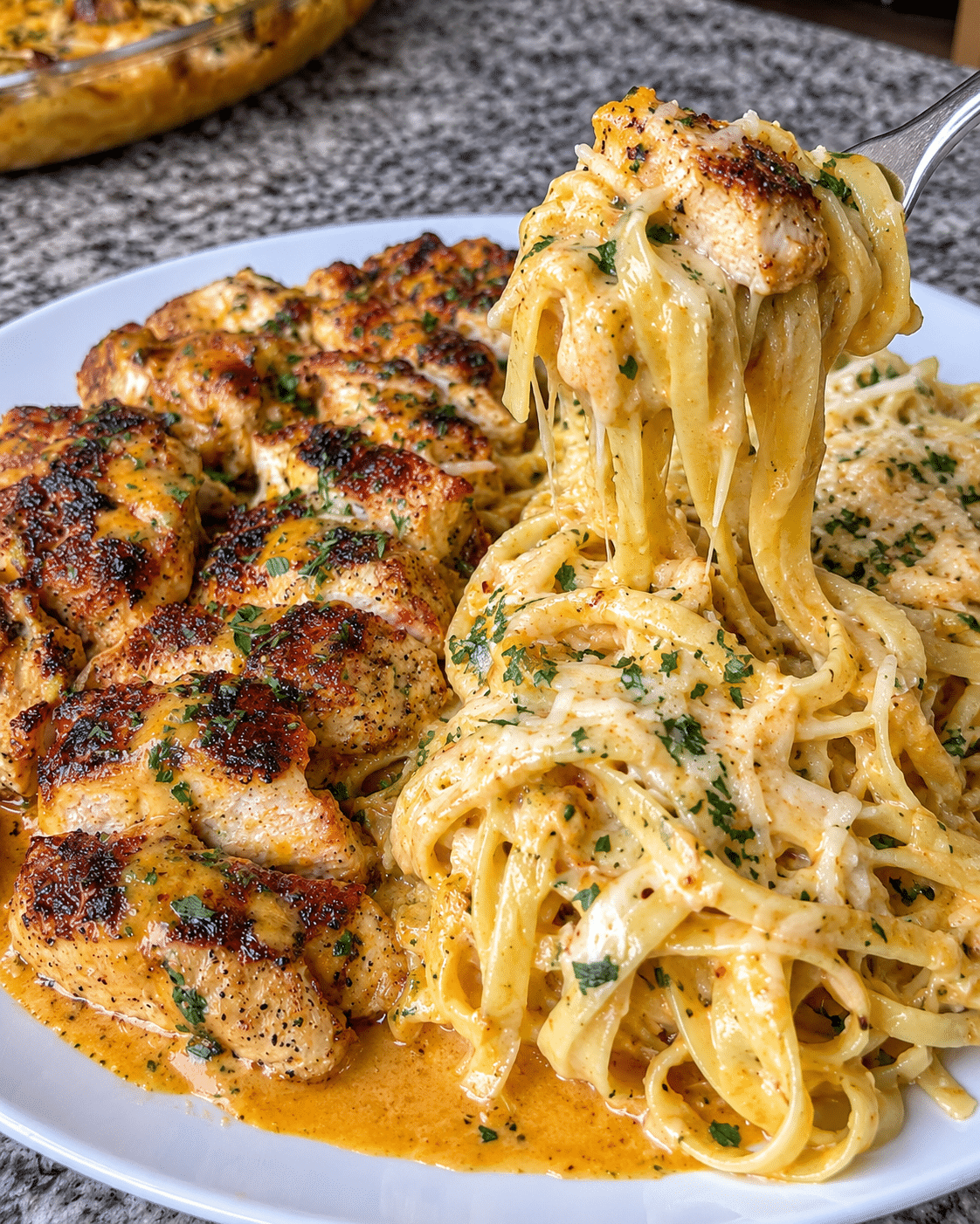 Garlic Butter Chicken Linguine in Creamy Parmesan Provolone 5 Garlic Butter Chicken Linguine in Creamy Parmesan Provolone