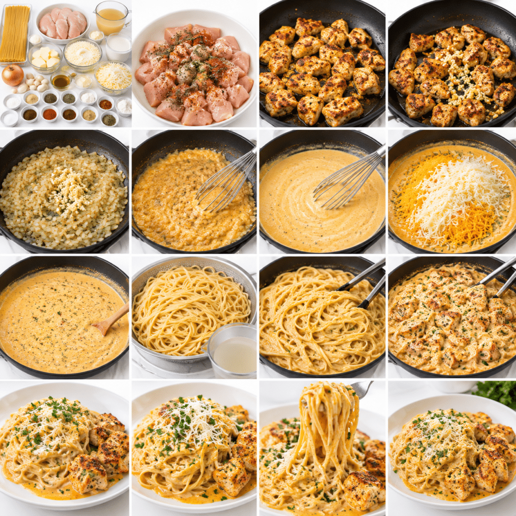 Garlic Butter Chicken Linguine in Creamy Parmesan Provolone 3 Garlic Butter Chicken Linguine in Creamy Parmesan Provolone
