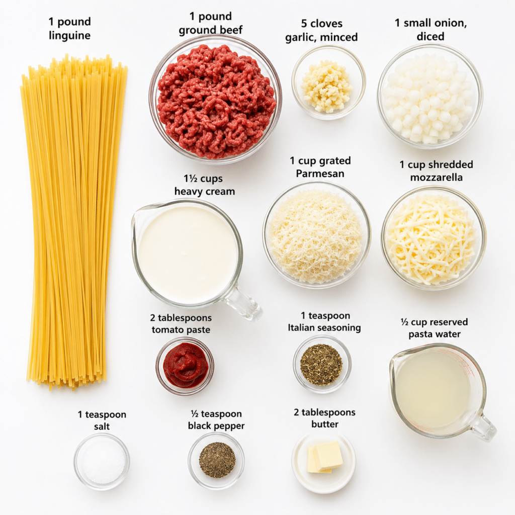 Garlic Butter Beef Linguine with Creamy Parmesan