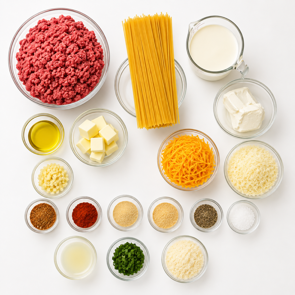 Cajun Beef Spaghetti with Garlic Cheddar Cream Sauce
