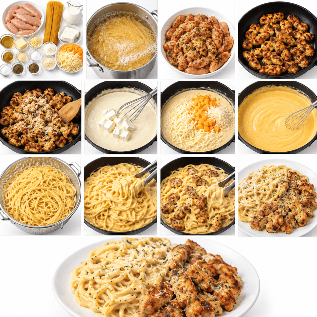 Garlic Parmesan Chicken with Creamy Four-Cheese Spaghetti 3 Garlic Parmesan Chicken with Creamy Four-Cheese Spaghetti