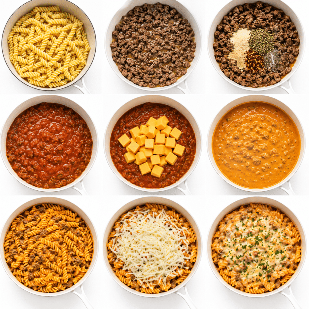 Creamy Beef Rotini with Velveeta Marinara