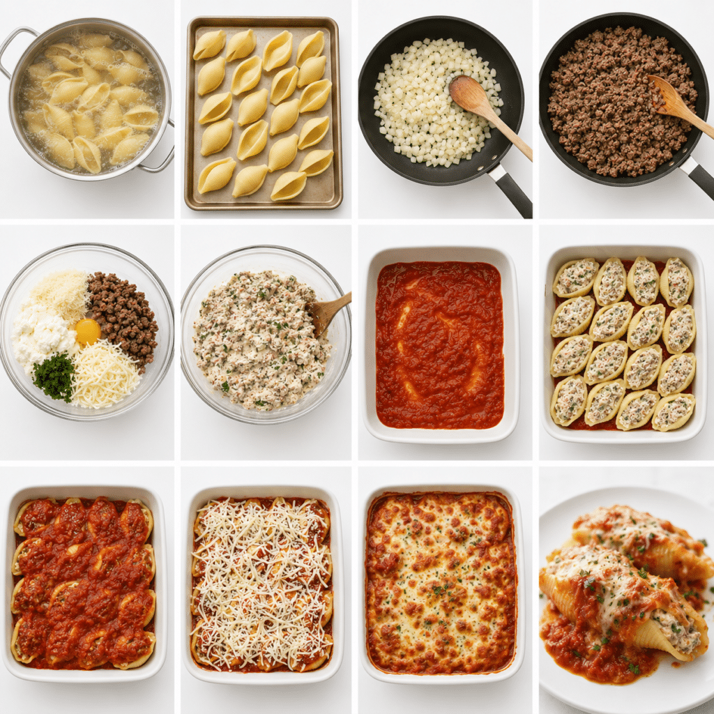 Three-Cheese Beef Stuffed Jumbo Shells
