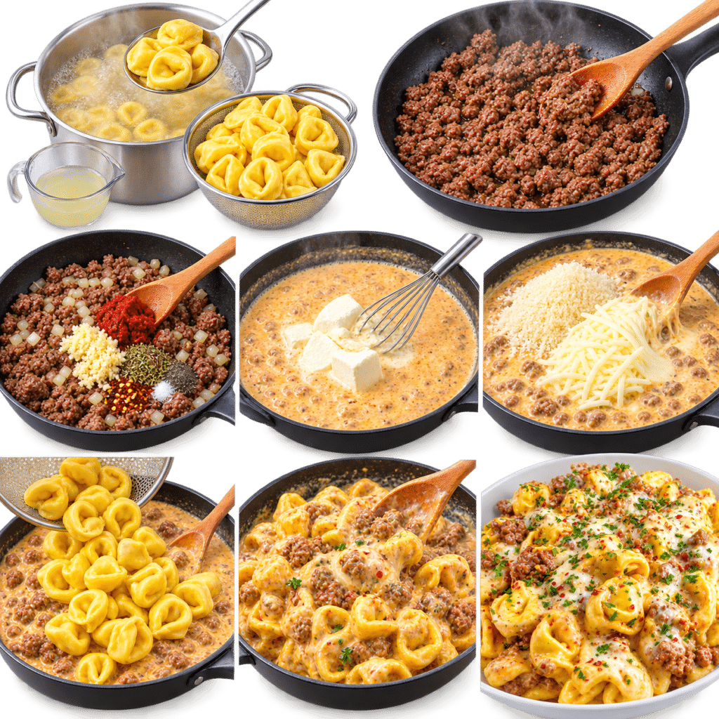 Cheesy Italian Beef Tortellini in Creamy Parmesan Mozzarella Sauce 3 Cheesy Italian Beef Tortellini in Creamy Parmesan Mozzarella Sauce