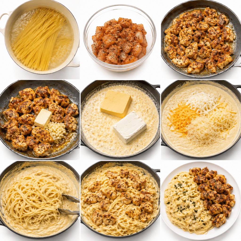 Garlic Butter Cowboy Chicken with Creamy Three-Cheese Spaghetti 3 Garlic Butter Cowboy Chicken with Creamy Three-Cheese Spaghetti