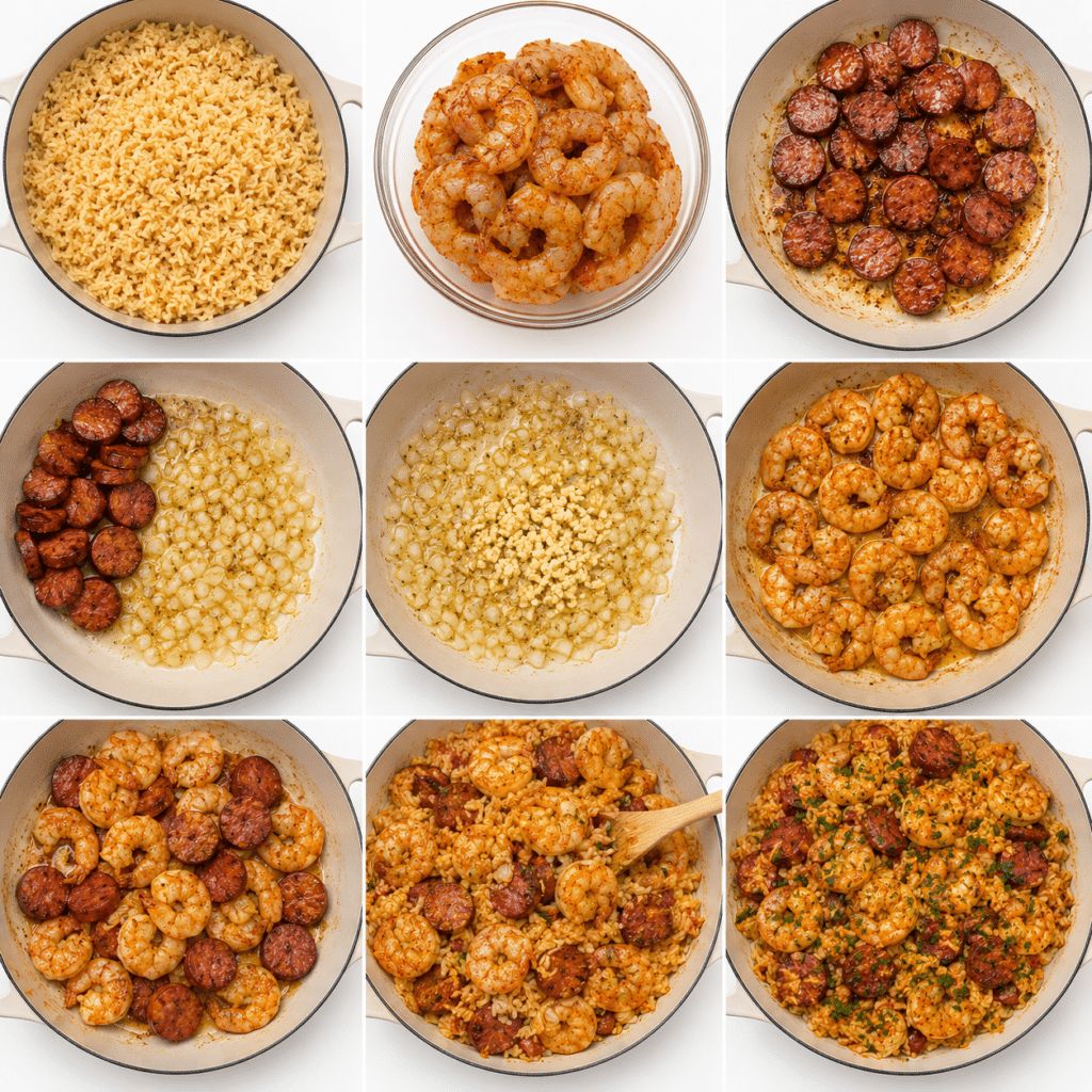 Garlic Butter Cajun Shrimp & Sausage Rice Skillet 3 Garlic Butter Cajun Shrimp & Sausage Rice Skillet