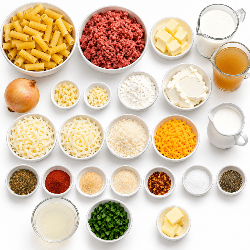 Garlic Butter Beef Rigatoni in Four-Cheese Provolone Cream