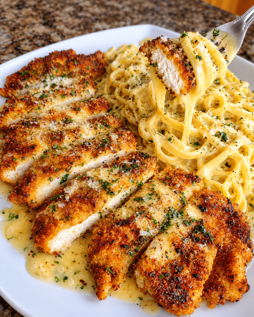 Home 11 Garlic Butter Cajun Chicken with Cheesy Alfredo Spaghetti