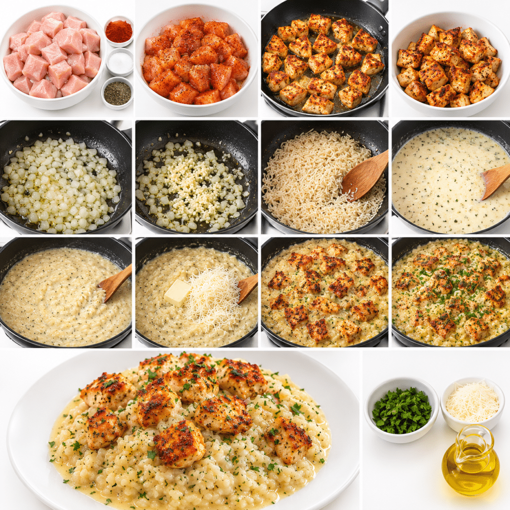 Garlic Parmesan Creamy Rice with Golden Chicken Bites 3 Garlic Parmesan Creamy Rice with Golden Chicken Bites