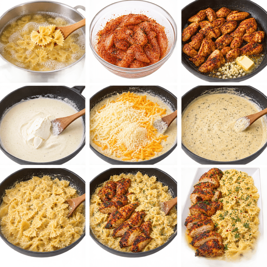 Cowboy Butter Chicken bowtie with Creamy Three-Cheese Sauce