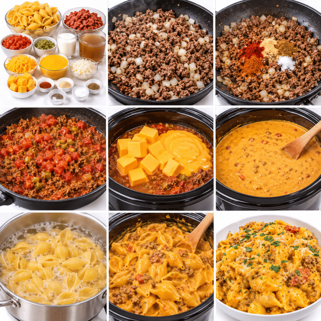Crockpot Beef and Velveeta Queso Pasta 3 Crockpot Beef and Velveeta Queso Pasta