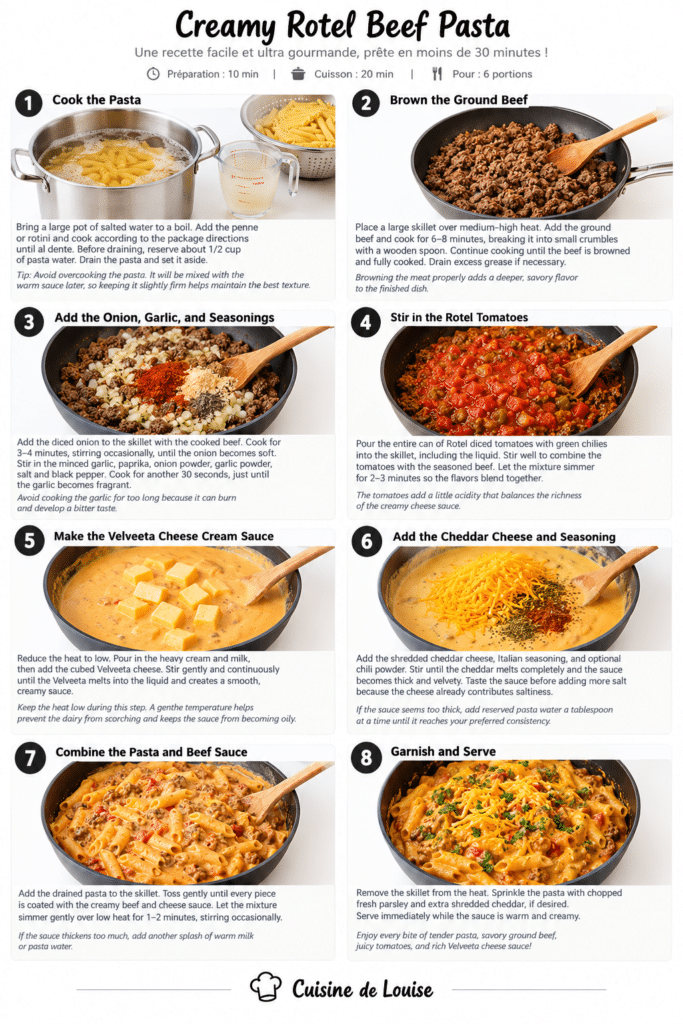 Creamy Rotel Beef Pasta in Velveeta Cheese Cream 3 Creamy Rotel Beef Pasta