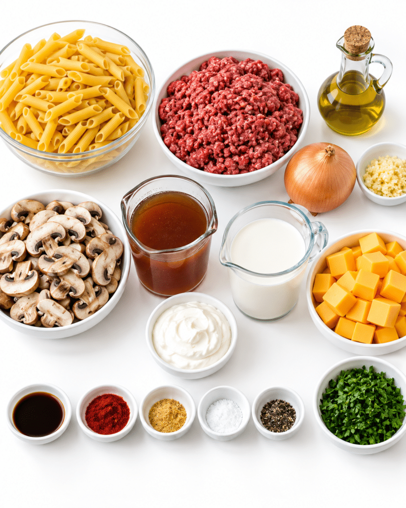 Velveeta Beef and Mushroom Penne