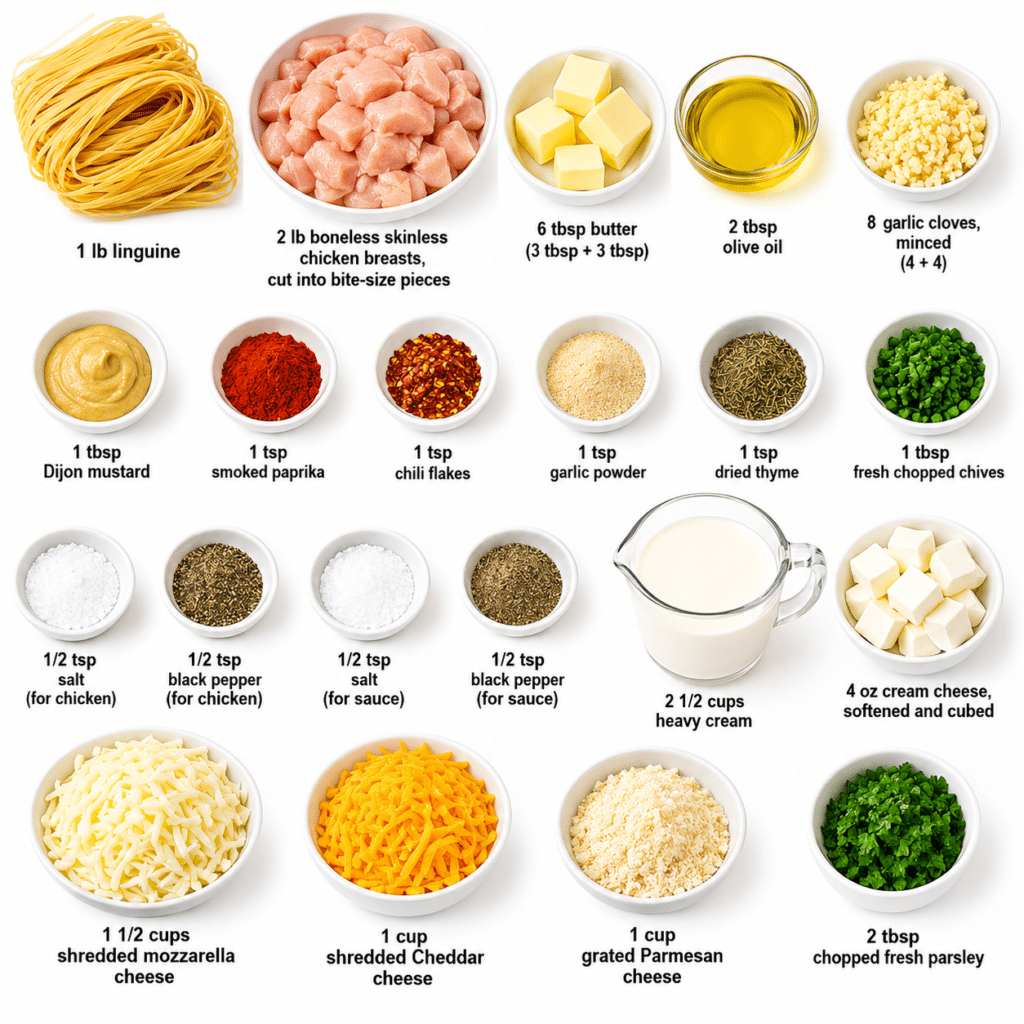 Cowboy Butter Chicken Linguine in Three-Cheese Cream Sauce 2 Cowboy Butter Chicken Linguine in Three-Cheese Cream