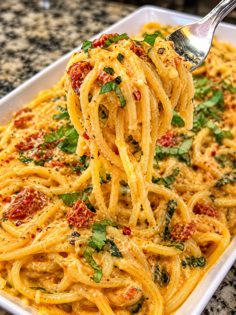 Home 11 Spaghetti & Spinach with Sun-Dried Tomato Cream Sauce