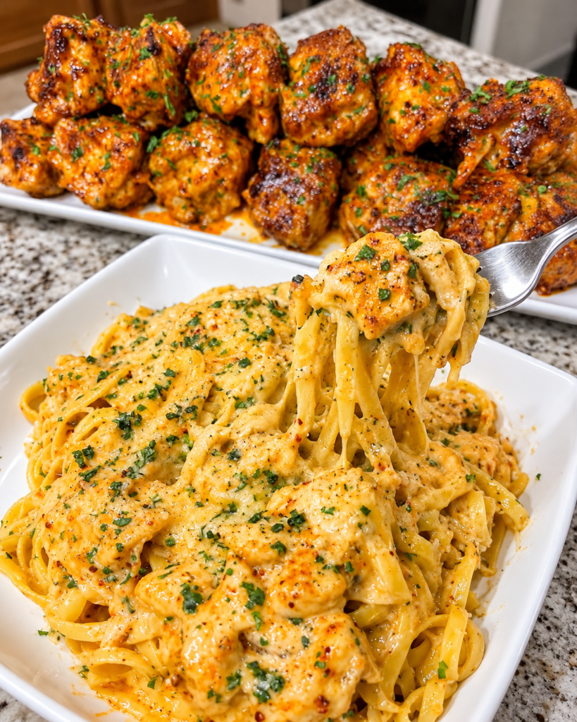 Home 13 Cowboy Butter Chicken Linguine in Three-Cheese Cream