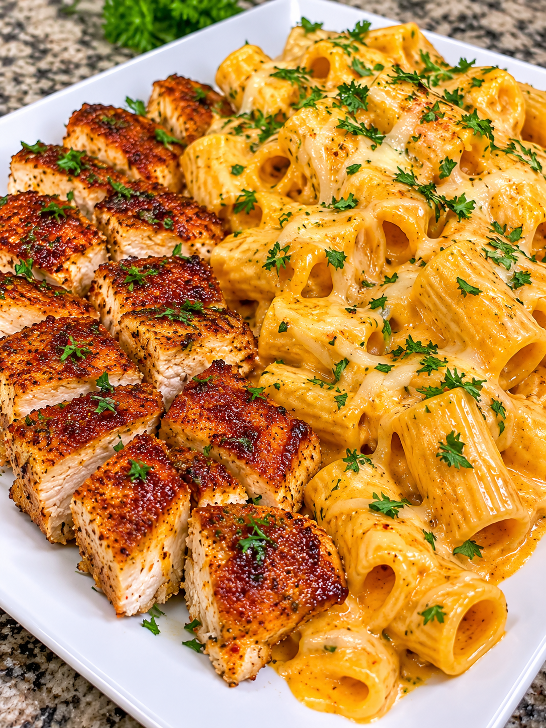 Cajun Garlic Chicken Rigatoni with Three Cheeses